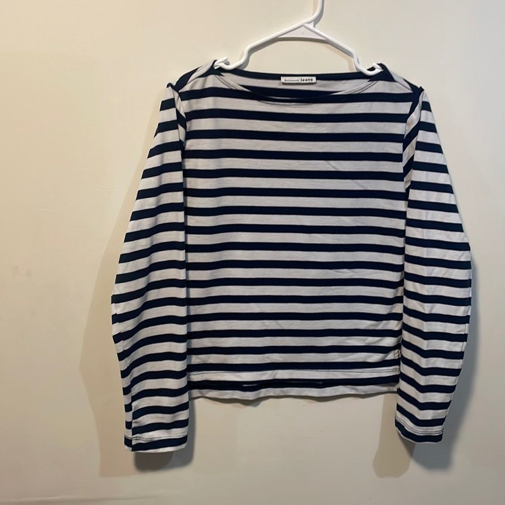 Reformation white and blue top shirt
